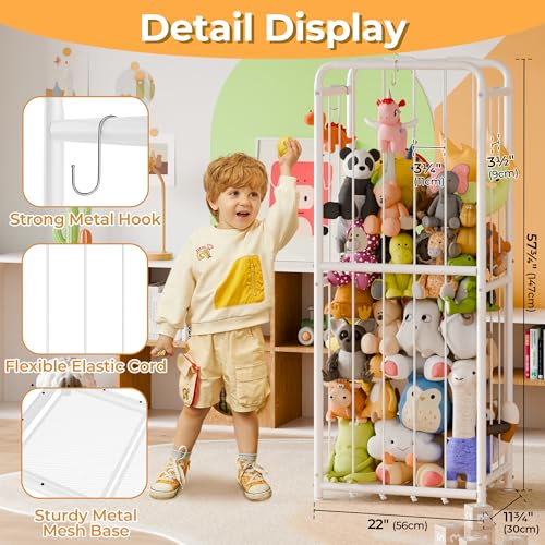GRANNY SAYS Stuffed Animal Storage Tube, Plush Toy Holder with Elastic Band, Metal Toys Shelf for Plushies Organizing, Animal Zoo Storage, Kids Toy Organizer for Nursery Kids Room Playroom