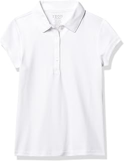 Girls' School Uniform Sensory-Friendly Short Sleeve Polo Shirt, Button Closure & Tagless Inner Neckline