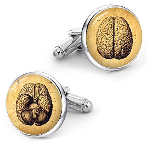Kooer Vintage Anatomy Cerebrum Cufflinks Personalized Human Anatomical Brain Cuff Links Gift for Men