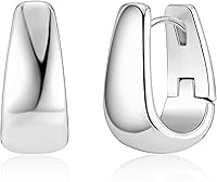 ALEXCRAFT 925 Sterling Silver Small Chunky Huggie Hoop Earrings for Women - 14K Gold Plated, Hypoallergenic, 13mm Thick Hoops