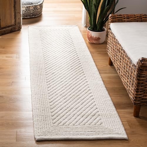 Safavieh Natura Collection Runner Rug - 2'3" x 8', Ivory, Handmade Wool, Ideal for High Traffic Areas in Living Room, Bedroom (NAT450A) by SAFAVIEH - Used condition - US$75.91