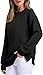 Kenhansion Women's Crewneck Sweatshirt Lightweight Long Sleeve Pullover Tunic Top Fashion Relaxed Fit Solid Color Fall Shirt (Black,5X-Large)