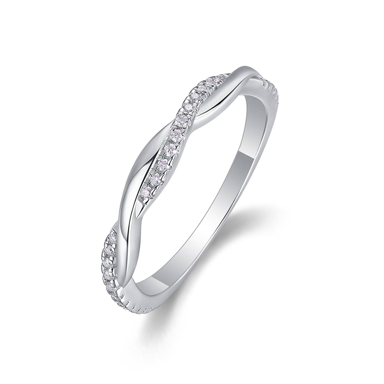 Bague de mariage en or blanc 9 K/14 K/18 carats/platine Pt950, moissanite blanche