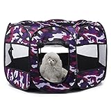 Box per Animali Domestici,Box Cani, Recinto per Gatti, Pieghevole Cucce Gabbiette Recinzioni per Cuccioli, Cani, Gatti, Lepri & Piccola Animali, per Interno O Esterno,Purple Camo,90cm