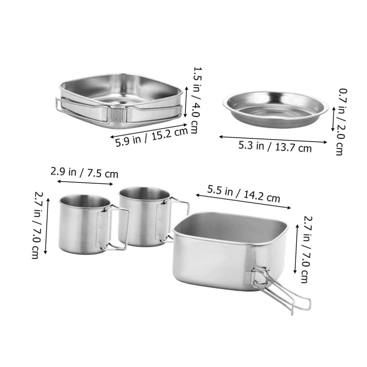 NAMOARLY Compact Camping Pot Stainless Steel Cookware Set Folding Pan Stew Pot Camping Cooking Equipment