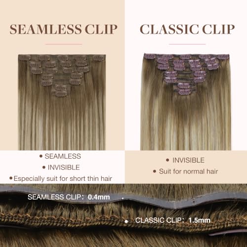 Image of GOO GOO Seamless Clip in Hair Extensions Real Human Hair Remy Extensions