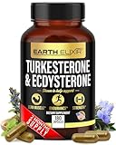 Earth Elixir Turkesterone 1000mg and Ecdysterone 1000mg Supplements (180 Capsules) 2 Month Supply - 3rd Party Tested- Turkesterone Supplement for Men (Ajuga Turkestanica) with 95% Beta Ecdysterone