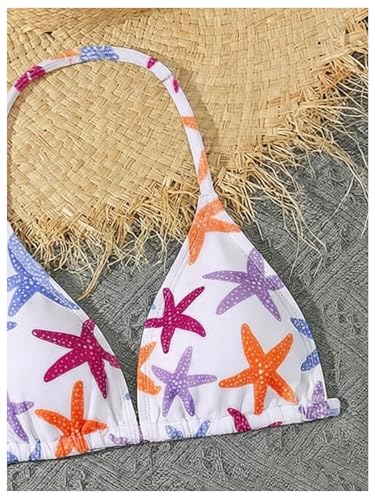 Image of RoseSeek Girl's 3 Piece Cute Bowknot Bathing Suit Halter Triangle High Waisted Swimsuit with Beach Cover Up Skirt