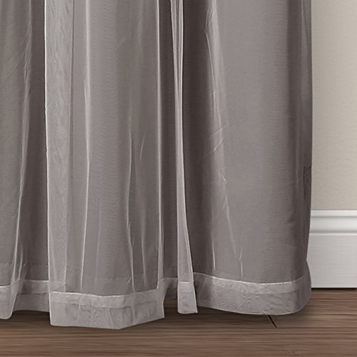 Lush Decor Sheer Grommet Curtains With Insulated Blackout Lining, Window Curtain Panels, Pair, 38"W x 108"L, Dark Gray - Curtain With Sheer Overlay, Elegant Blackout Curtains for Bedroom by Lush Decor - Image 7