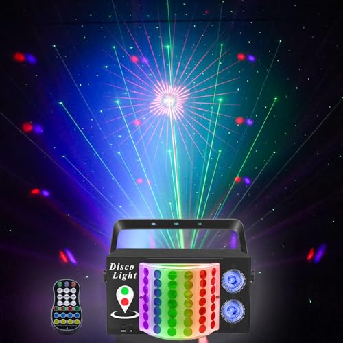 3-in-1 Disco Party Light: Dynamic Strobe, Speckle & Pattern Projector with Sound Activation & Remote Control for Home Stage Lighting Indoor or Outdoor DJ Parties & Easter & Spring Parties