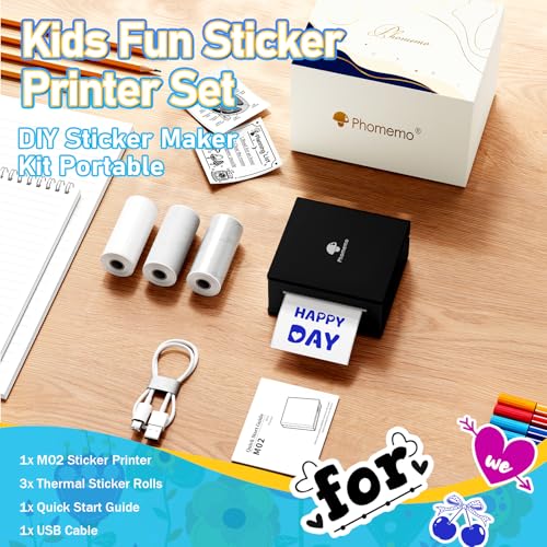 Image of Phomemo Sticker Printer, Inkless Mini Thermal Sticker Printer Machine | Mini Sticker Printer, Mini Printer Sticker Maker, Mini Impresora Portatil, Sticker Printer Maker, Label Maker for Gifts