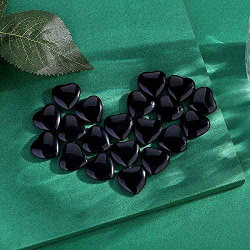 Image of QINJIEJIE 20 PCS Natural Heart Healing Crystals Black Obsidian Polished Stones Pocket Crystal Palm Mini Cute Love Gemstones Set Bulk Wholesale Reiki Energy Balancing Meditation Valentine's Day Gift