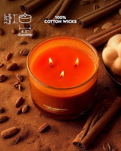 96NORTH Luxury Spiced Cinnamon Candle | Large 3 Wick Jar Candle | Up to 40 Hours Burning Time | 100% Natural Soy Wax | Relaxing Aromatherapy Aesthetic Candles | Housewarming Gift for Men and Women - Image 6