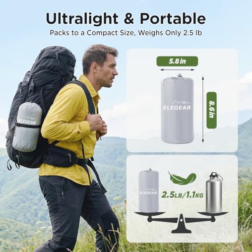 Image of Elegear 4 inch Thick Sleeping Pad for Camping, 9.0 R-Value Insulated, for Tall | CumbreX Backpacking & Inflatable Camping Mattress, Ripstop, All Season Used, Ultralight for Outdoor Hiking Tent
