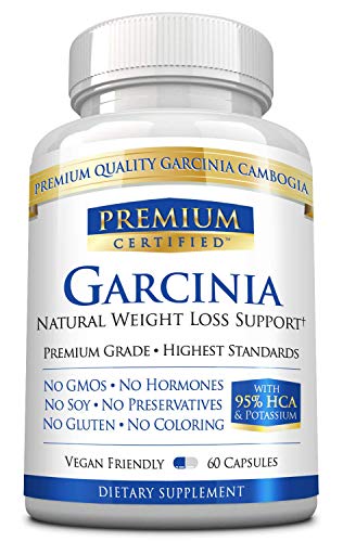 Garcinia Cambogia Premium 95% HCA with Potassium - Natural Weight Loss, Quick Fat Burner, Appetite Suppressant - 60 Vegan Friendly Capsules, 1 Month Supply - 100% Money Back Guarantee!
