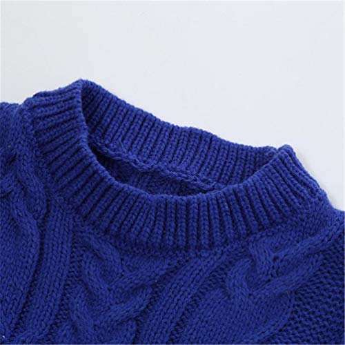 Christmas Sweater Dresses Girl Ruffle Sweater Long Sleeves Tutu Dress Stitching Knitting Pullover Tops Kids (Sapphire, 120) #TOP2