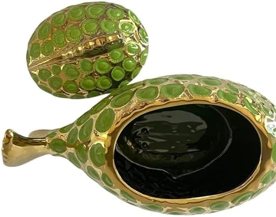 Inle & Abata Fish Soup Tureen – Sopera Santeria Porcelain Pot with Lid, Green & Gold Decorative Pescado for Rituals, Offerings & Spiritual Use (Blue)