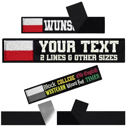 Polen Fahne Klett Patch selbst gestalten | personalisiertes Namensschild für Bekleidung | Aufbügler oder Patch Klett für Uniform, Rennanzug Sportbekleidung mit Polnische Flagge 125x25mm