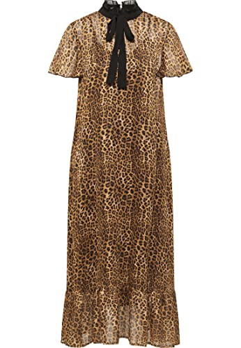 nascita Damen Midikleid mit Leoprint 19223977-NA03, BRAUN, S