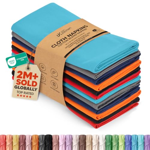 Utopia Kitchen Cotton Blend Multi Color Cloth Napkins [12 Pack, 18x18 Inch]