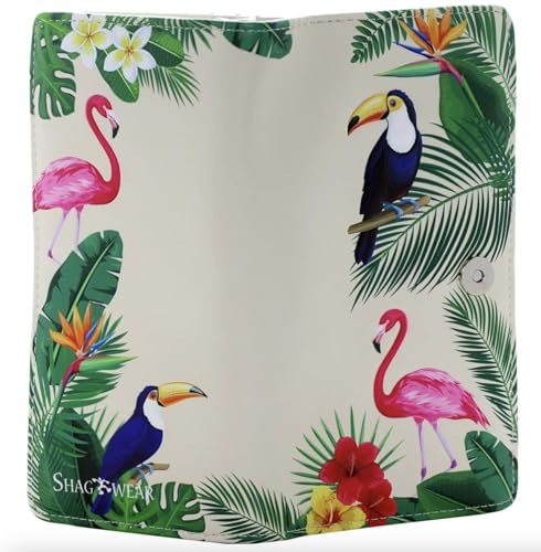 Shag Wear Tropical Paradise Bird Jungle Large Animal Wallet for Women and Teen Girls Vegan Faux Leather Beige 7"3
