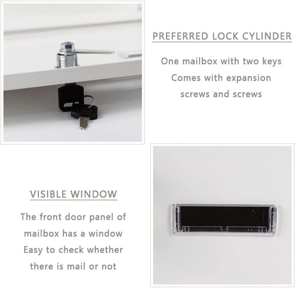 POCHY Exquisite Mailbox Wall Mount Drop Box Locking Mailboxes with Lock and Key Medium Capacity Post Box Metal Mailbox Simple and Stylish Mailbox Safer