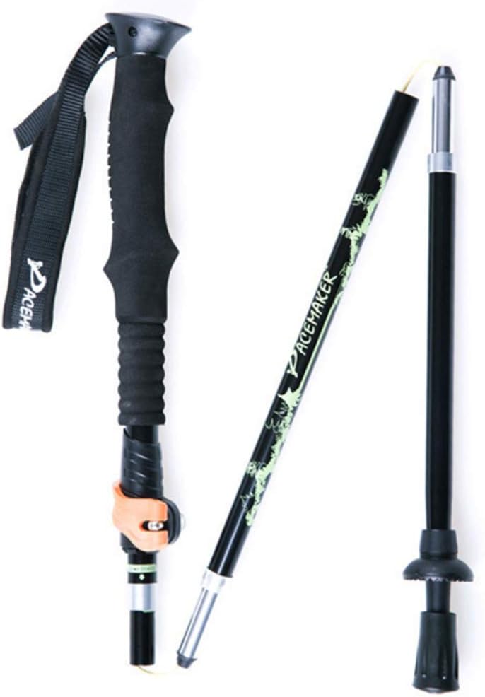 Trekking Poles Folding Telescopic Aluminum Hiking Pole Walking Sticks Ultralight with Antishock and Quick Lock System for Camping Mountaining Backpacking Trekking (Black)