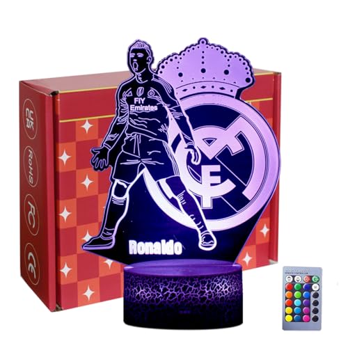 INTUPGD 3D Fútbol Lámpara óptico Illusions Luz Nocturna, LED...