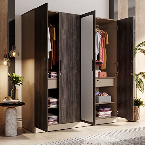 Image of Wakefit Wardrobe | 1 Year Warranty | Engineered Wood Almirah, Cupboard for Clothes Storage | 2 Door, 2 Shelves, Drawer, 1 Hanging Space | Cashmere Plus - Frappe-Wyoming Maple