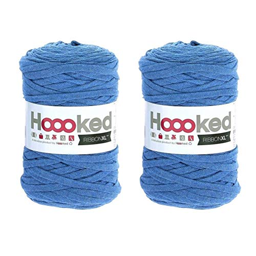 Laine Ribbon Xl Hoooked bleu impérial pour crocheter facilement sans douleur