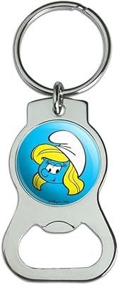 GRAPHICS & MORE Smurfette Face Keychain with Bottle Cap Opener