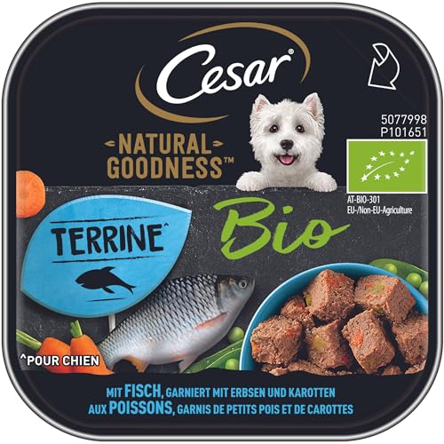 Cesar Natural Goodness Premium Bio Hunde Nassfutter in der Schale Terrine mit Fisch 16x100g