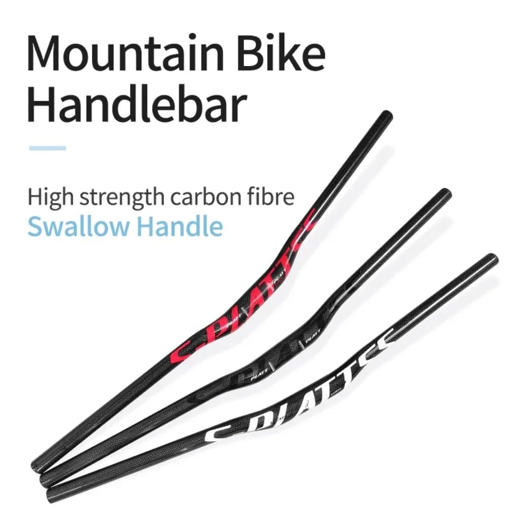 Guidon de vélo de montagne en fibre de carbone brillante 3K - Barre élévatrice d'hirondelle de 31,8 mm et barre droite plate - Guidon de vélo ultraléger 680/720/760 mm (blanc, 680 mm)