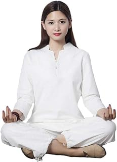 Uniforme de Tai Chi para Mujer,Traje de Meditación Zen en Algodón de Color Sólido,Cómodo y Transpirable,para Artes Marciales,Kungfu,Actuación en Grupo