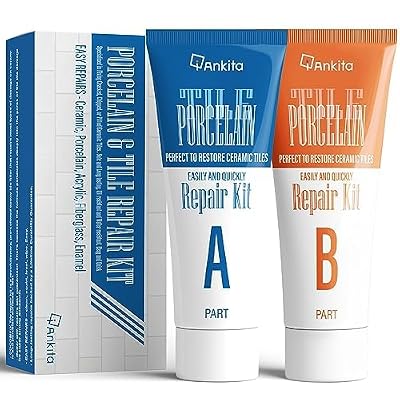 Ceramic Tile Repair Kit (White), Tile Repair Kit with Super Strong Adhesion, Floor Cracked Tile Filler for Cracks, Chips, Holes on Ceramic, Porcelain, Acrylic, Fiberglass, Enamel
