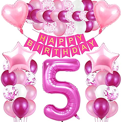 DIWULI Geburtstagsdeko '5 Jahre' Blau – Ballon-Set Mit Zahl 5, Konfetti-Ballons & Bändern