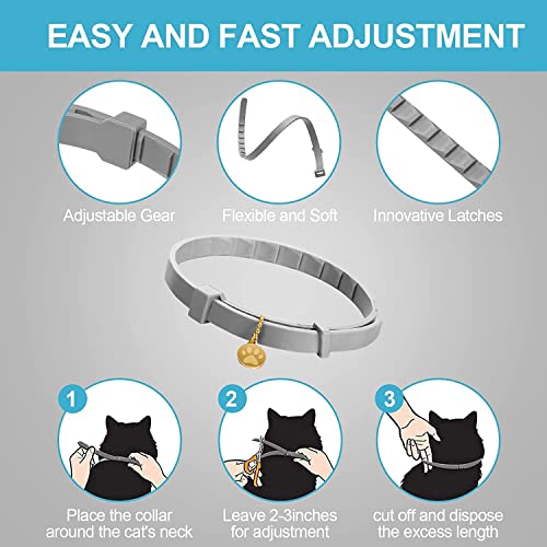Image of Calming Collar for Cats 4 Pack, Pheromone Infused Collar, Natural Ingredients for Anxiety and Stress Relief, Relieves Stress and Adjustable for Small Medium Cats (Gray)