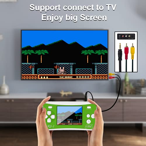 E-MODS GAMING Handheld Games for Kids Adults 2.5\" LCD Portable Retro Games Console Built in 162 Classic Electronic Video Games Player with TV Output - Travel Games for Birthday Xmas Gift (Green)