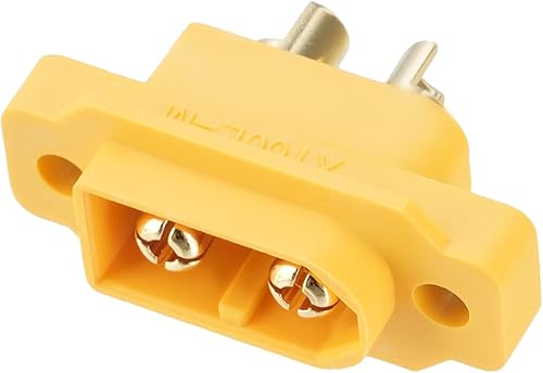 Miniatura 3 de 10 conectores macho Amass XT60E, chapados en oro para drones FPV RC bateríaavionesUAVs, adaptador de enchufe Lipo para drones (amarillo)