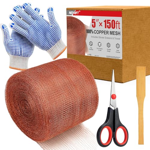 5"×150ft Copper Mesh Rodent Control Kit with Tools