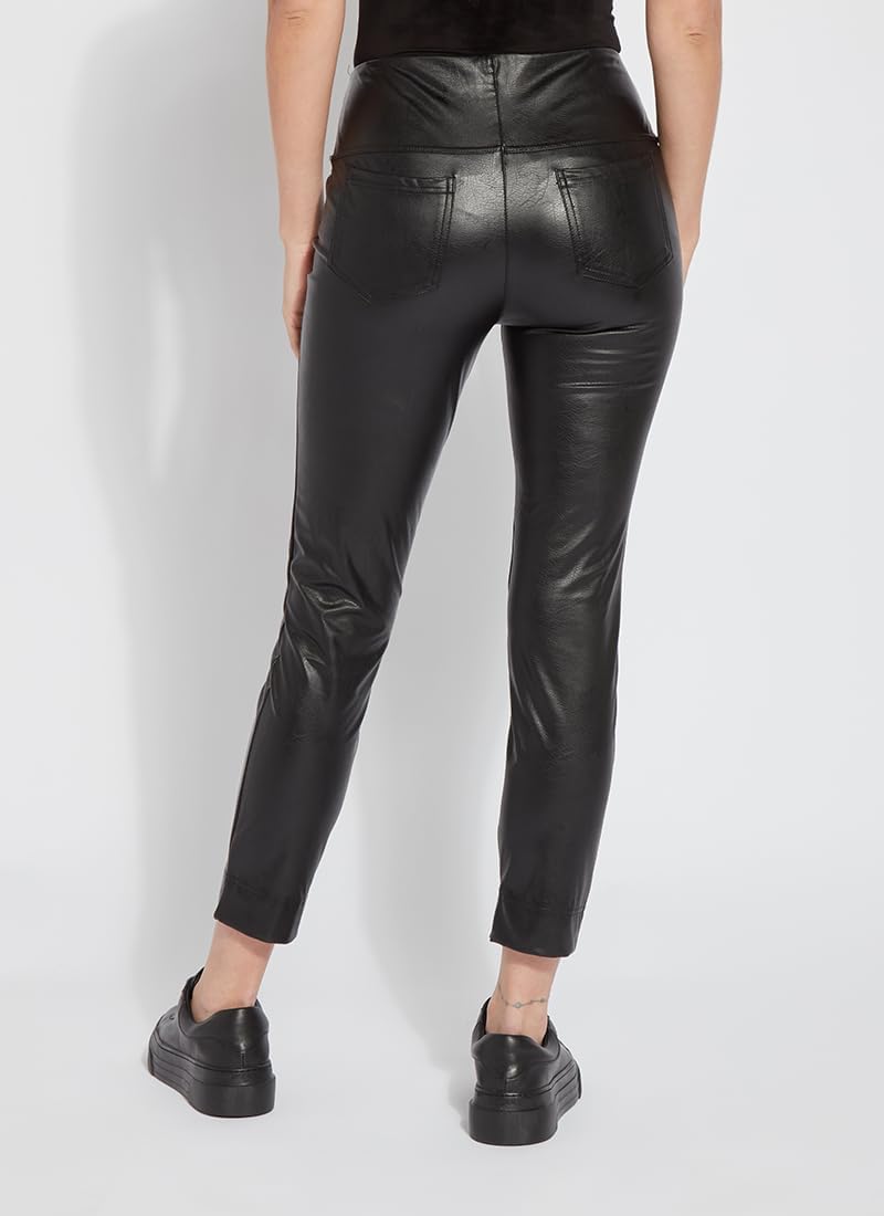Lyssé Katherine High Waisted Faux Leather Pants for Women – Stretch Vegan Pleather Skinny Cropped Pants with Ankle Slits - Image 2
