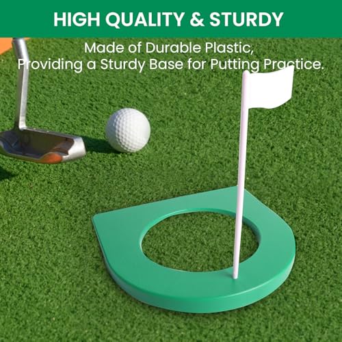 Image of Golf Putting Cup and Flag Putt Training Hole All-Direction Surface Regulation Practice Cups for Men Women Kids Indoor Outdoor Home Office Backyard Golfing
