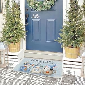   Baccessor-Hello-Winter-Welcome-Doormat-Rug-Christmas-Blue-Cute-Gnomes-Decorative-Indoor-Outdoor-Xmas-Entrance-Non-Slip-Rubber-Backing-Front-Door-Mat-Seasonal-Kitchen-Floor-Decoration-17-x-29-Inch
