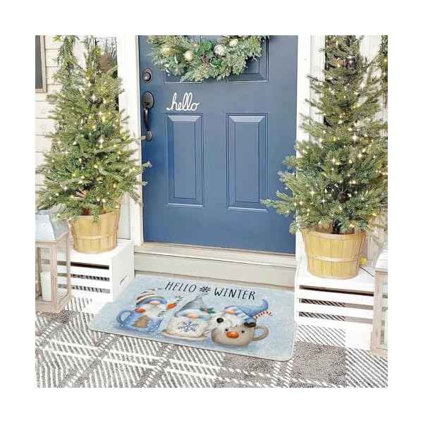   Baccessor-Hello-Winter-Welcome-Doormat-Rug-Christmas-Blue-Cute-Gnomes-Decorative-Indoor-Outdoor-Xmas-Entrance-Non-Slip-Rubber-Backing-Front-Door-Mat-Seasonal-Kitchen-Floor-Decoration-17-x-29-Inch