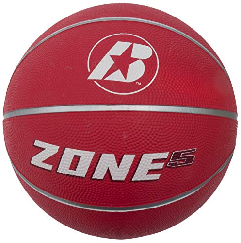 Baden Junior Zone Rubber Basketball, Indoor and Outdoor Ball, Red, Size 5