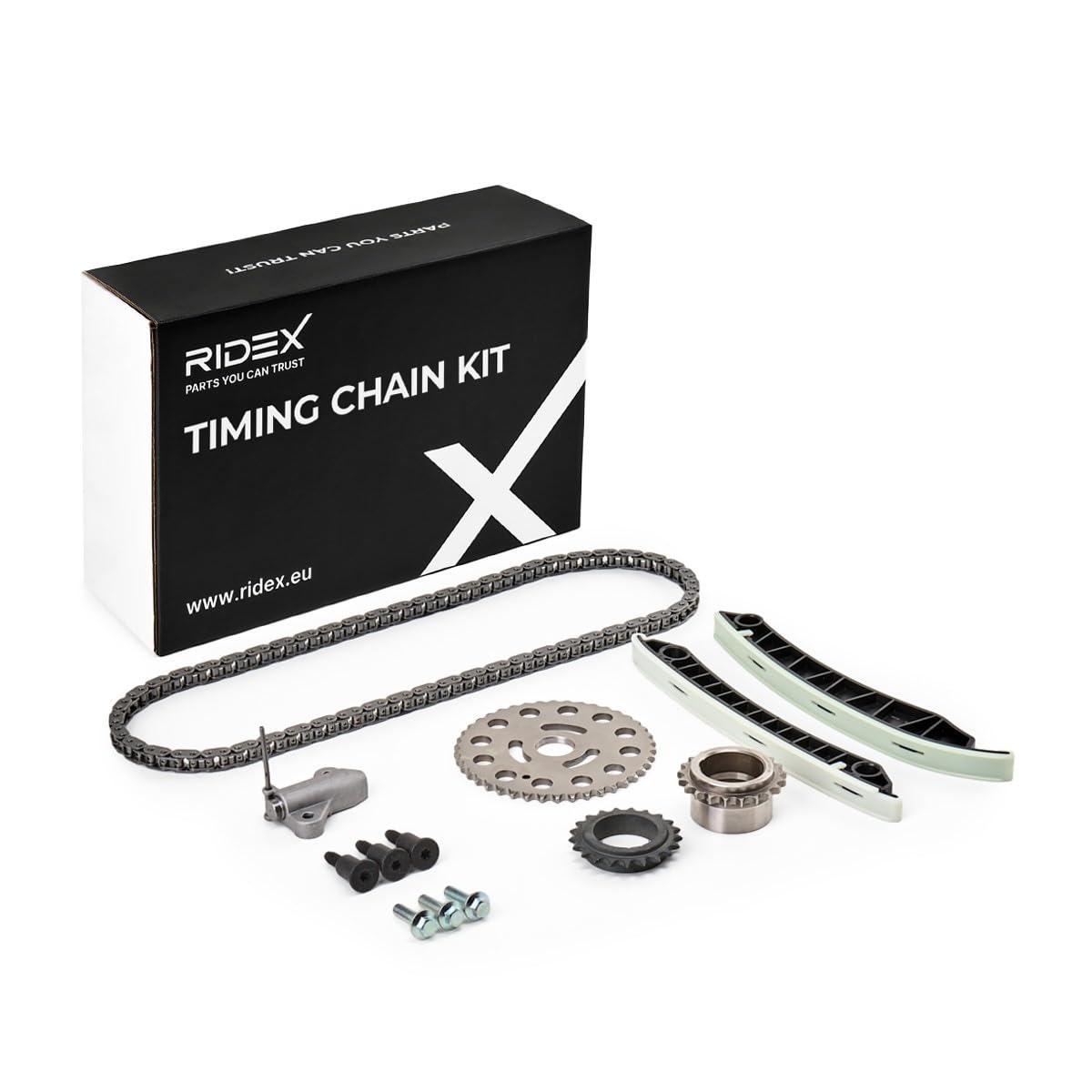 RIDEX 1389T2974 Kit catena distribuzione con ingranaggio comando distribuzione per albero a camme con kit bulloni/viti Compatibilità con RENAULT Megane 3 Hatchback BZ0/1