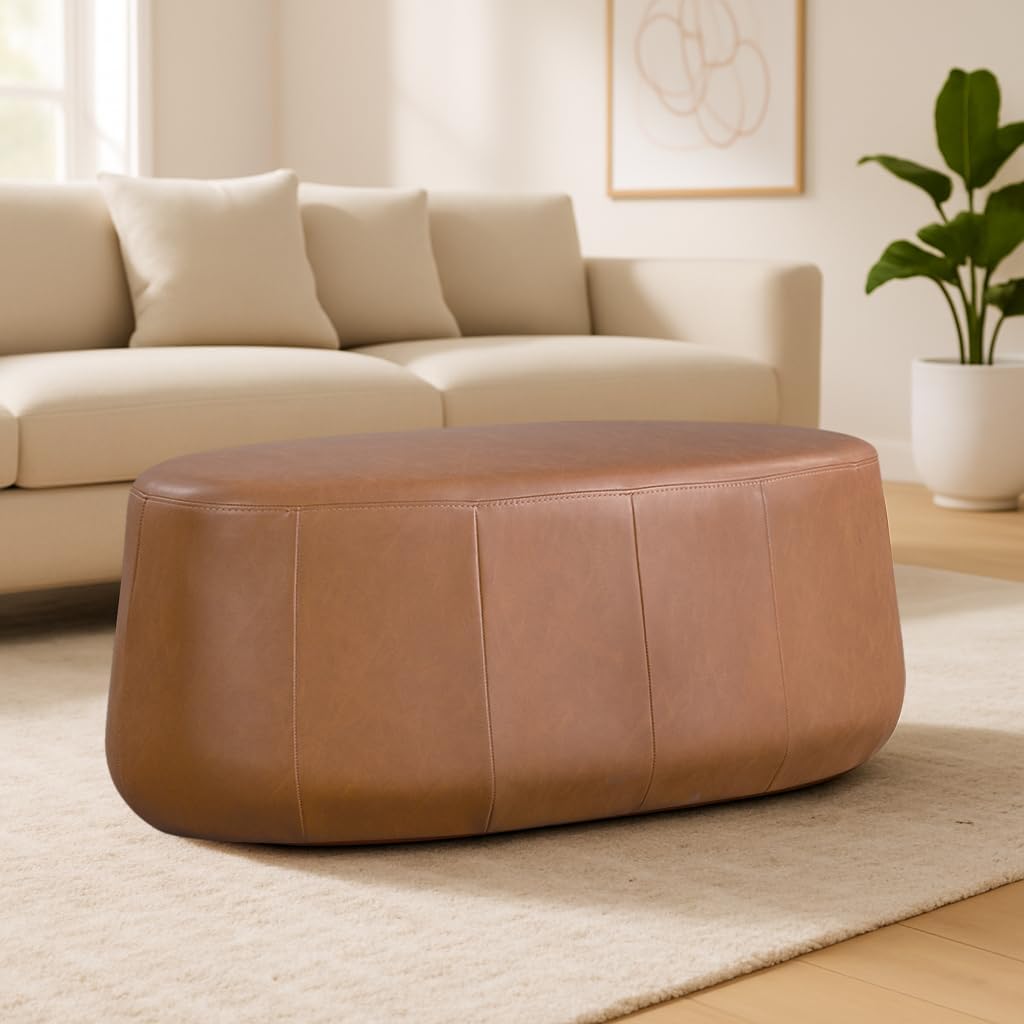 Kayley 40" Oval Shaped Upholstered Ottoman