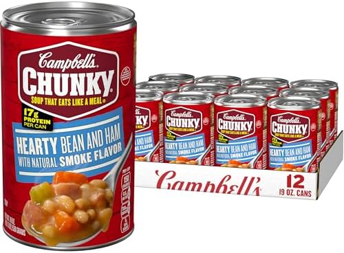 Campbell’s Chunky Soup, Hearty Bean Soup With Ham, 19 Ounce Can (Case Of 12)