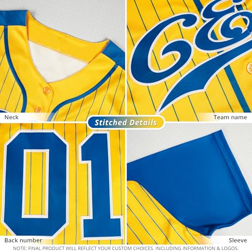 Camiseta de béisbol a rayas personalizada con nombre y número bordado para hombres, mujeres y jóvenes miniatura 4