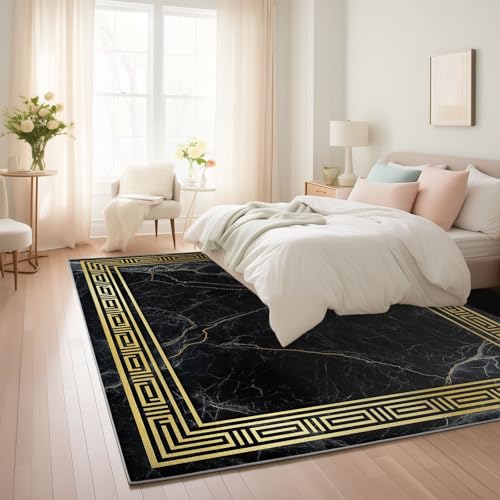 Tapis de Salon Texture De Marbre Vectorielle Noir au Design Élégant - 5